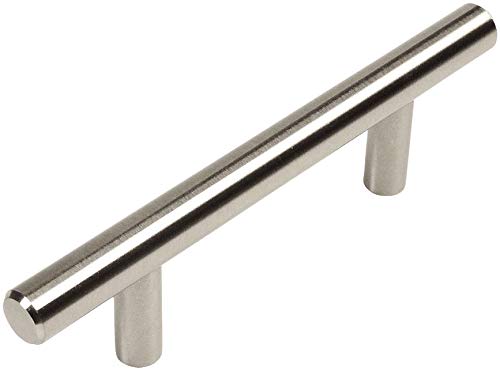 305-030SN Satin Nickel Cabinet Hardware Euro Style Bar Handle Pull - 3" Hole Centers, 25 Pack