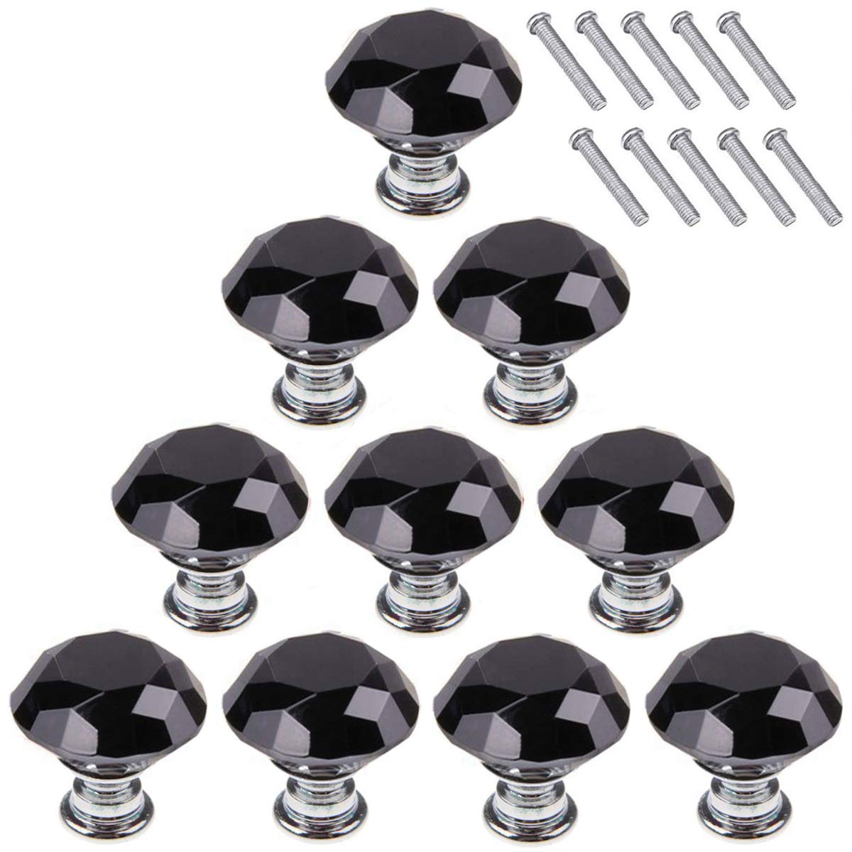 IQUALITE 12pcs Diamond Shape Crystal Glass 30mm Drawer Knob Pull Handle Usd for Cabinet Drawer IQ_01