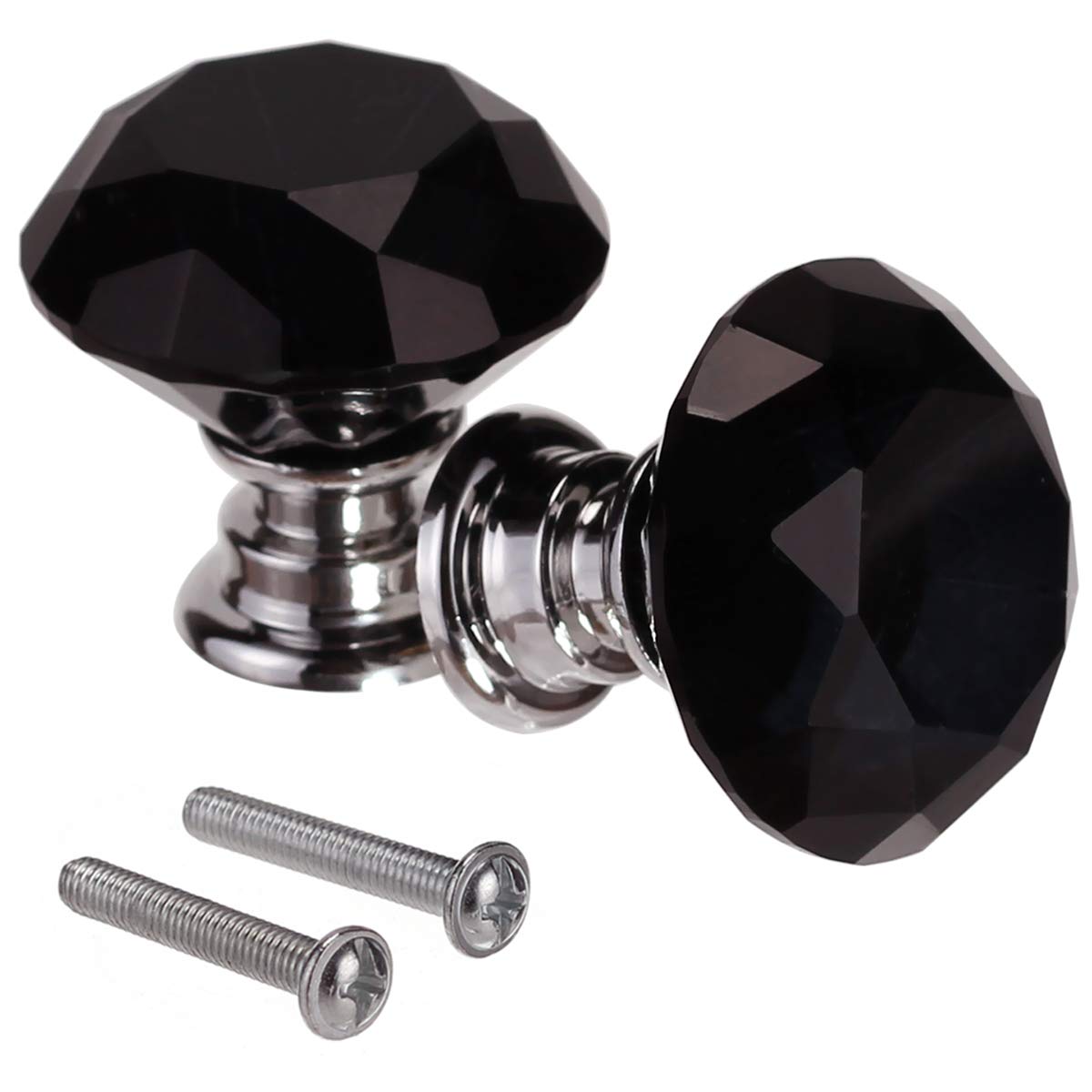 Mtsooning 12pcs 30mm Diamond Crystal Glass Knob for Closet Cabinet Drawer Kitchen Dresser Cupboard Wardrobe,3 Size Screws,Red